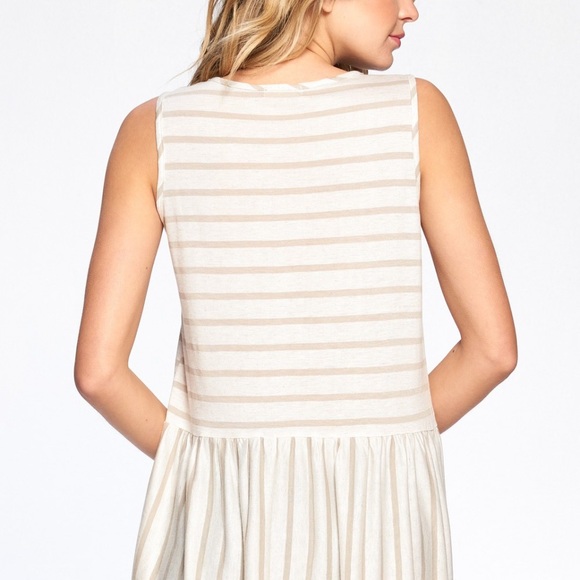 Sleeveless Striped Babydoll Top - Picture 2 of 6